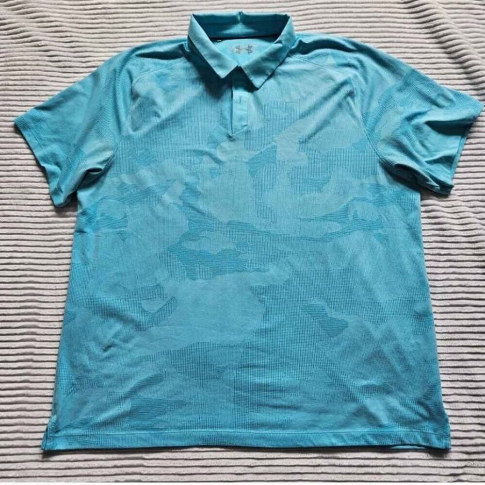 Under Armour Men's Golf Polo, HeatGear, Light Blue size 2XL XXL